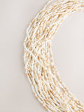 Statement necklace gold tone ecru beads - British product