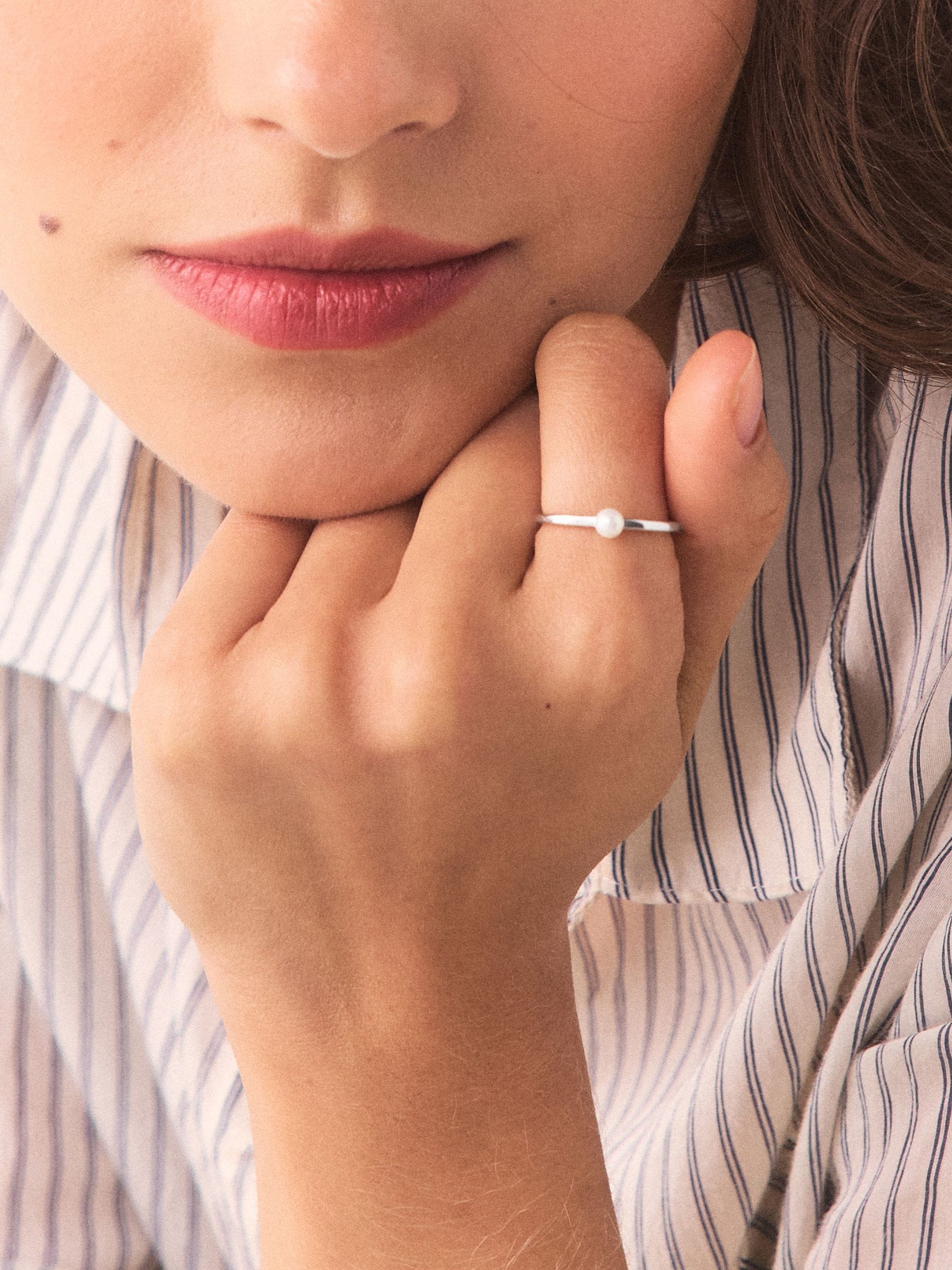 Ring sterling silver pearl effect design, UK version