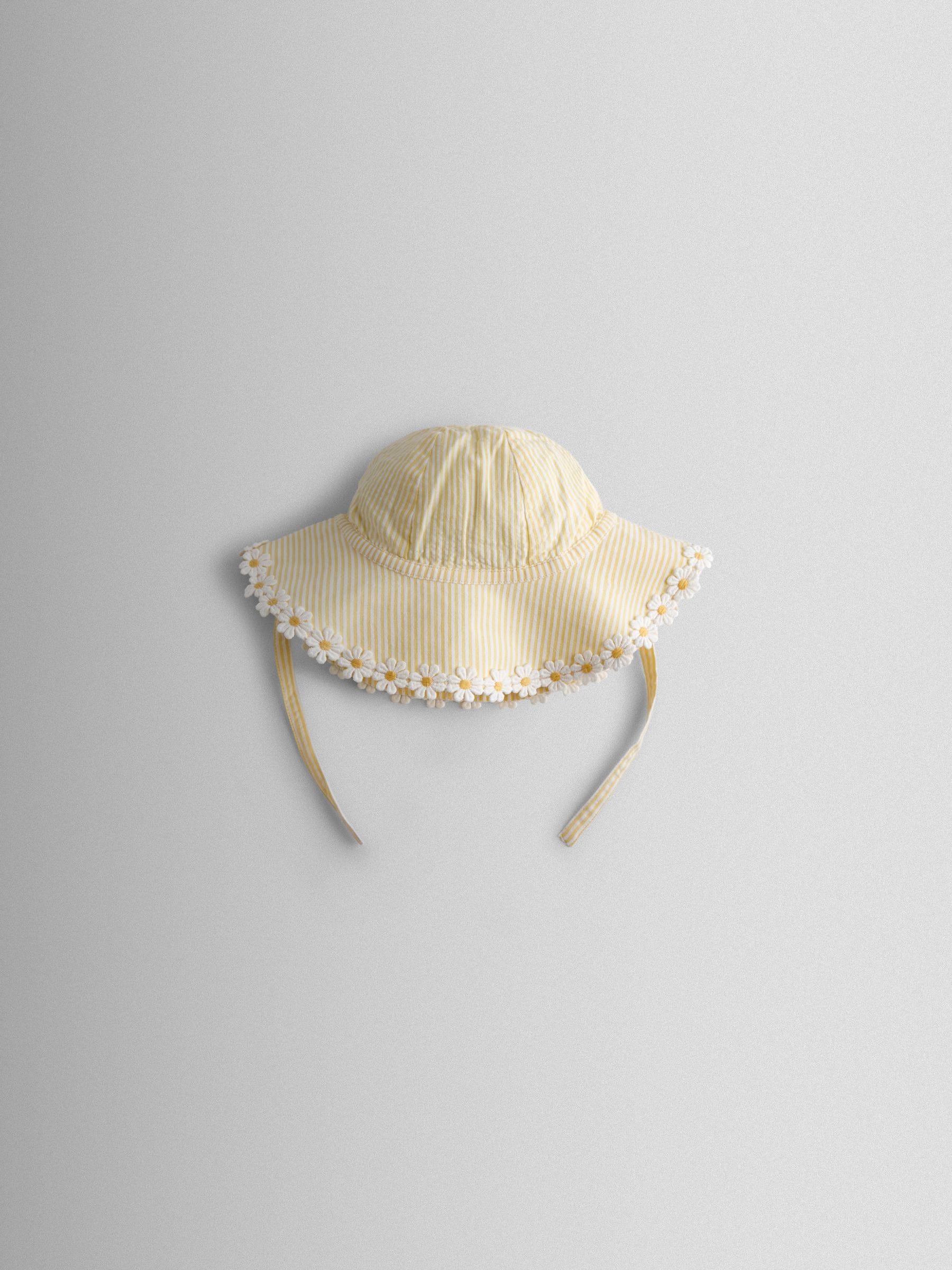 JoJo Maman Bébé yellow daisy trim sun hat - British product