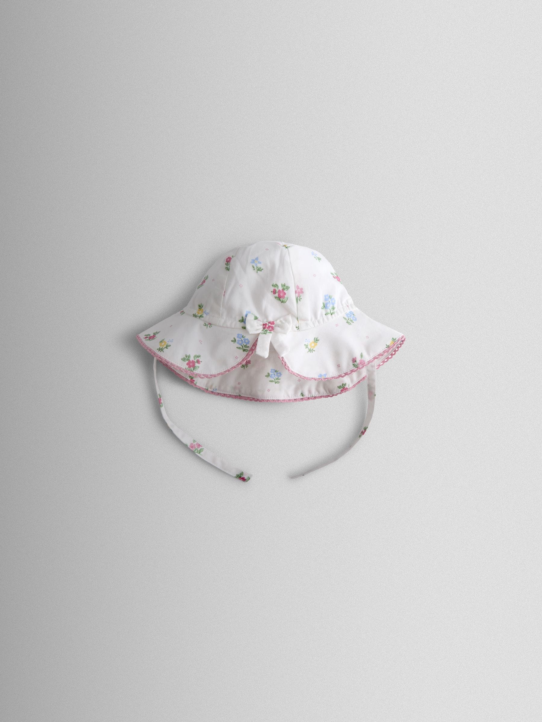 JoJo Maman Bebe white floral baby sun hat - British product