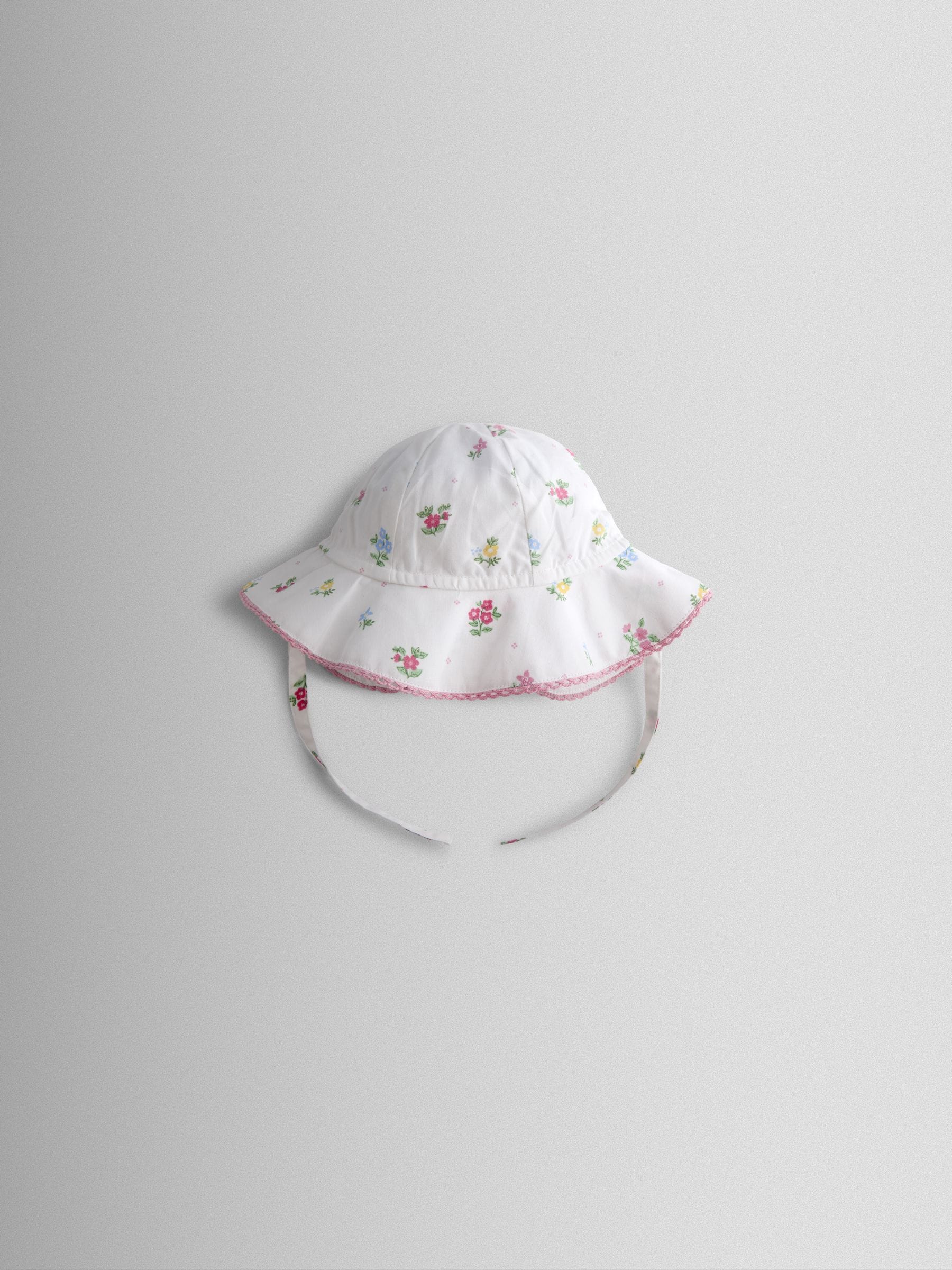 JoJo Maman Bebe white floral baby sun hat - British product