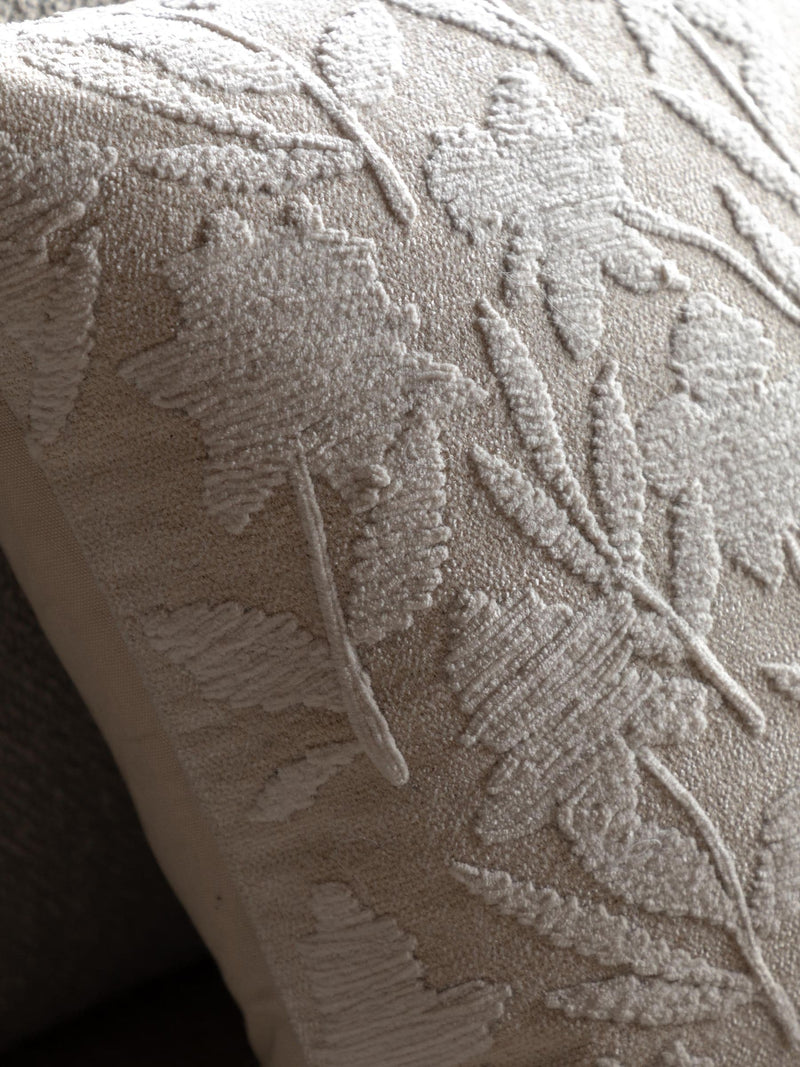 Gallery Home Eira taupe floral cushion, 100% cotton, imported from the UK