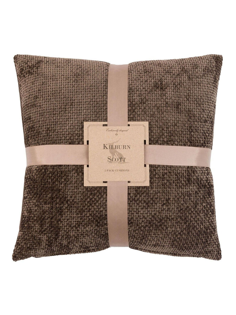 Gallery Home Brown Bask Weave Cushions 45cm square (British brand)