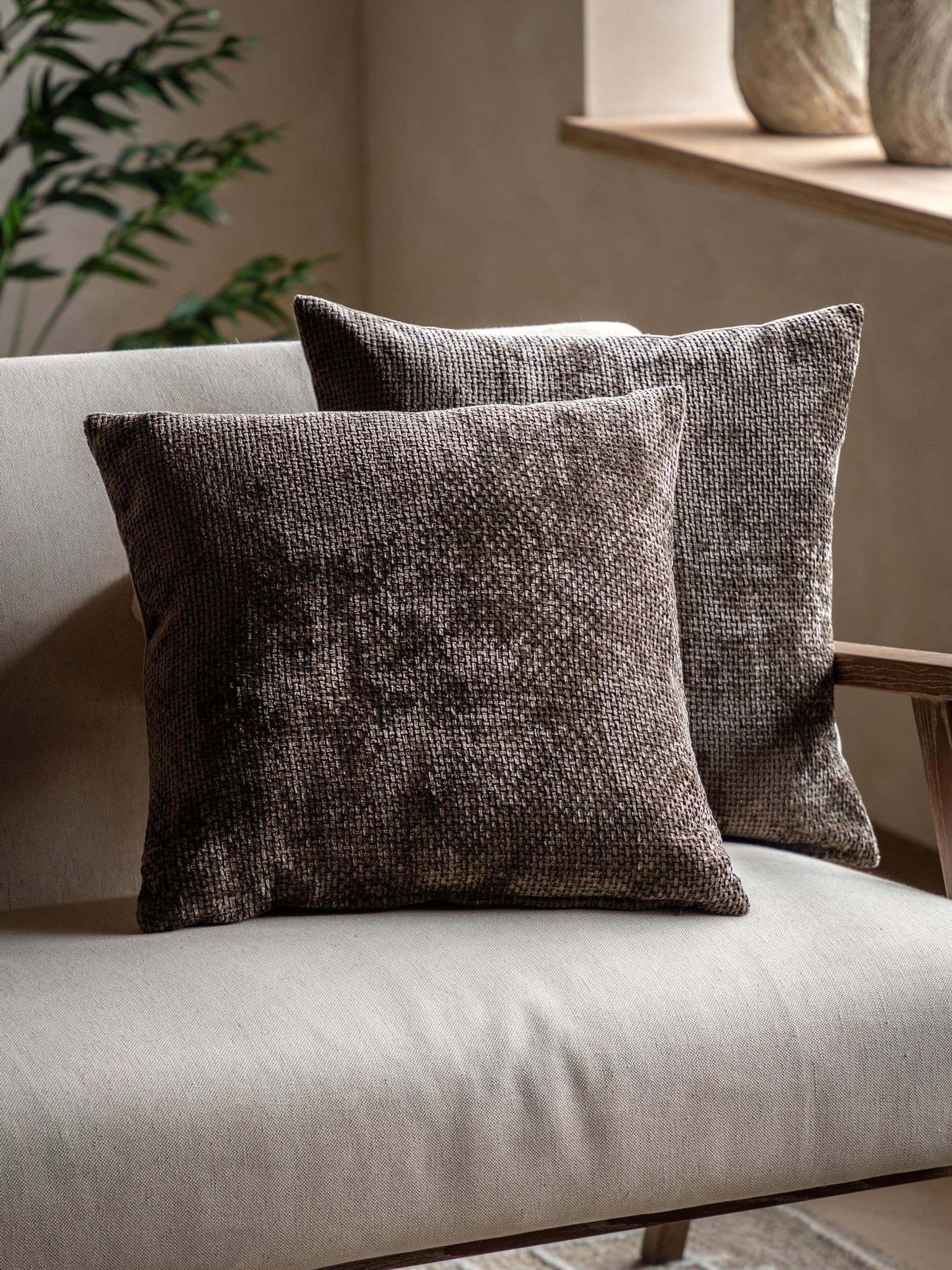 Gallery Home Brown Bask Weave Cushions 45cm square (British brand)