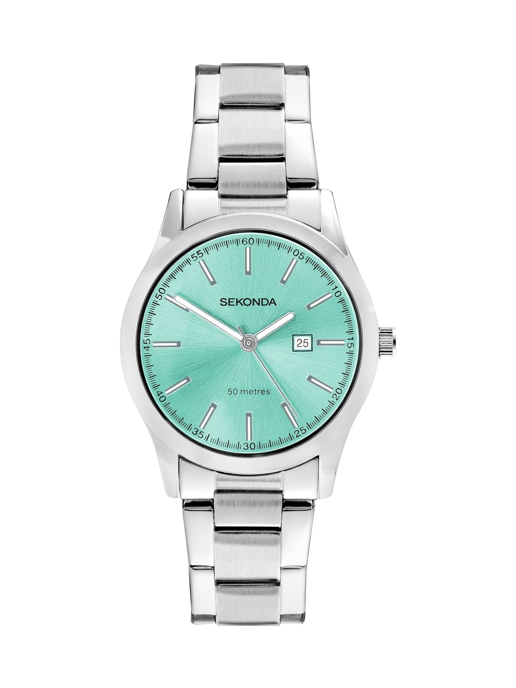Sekonda Taylor 34mm watch teal dial silver bracelet (British brand)