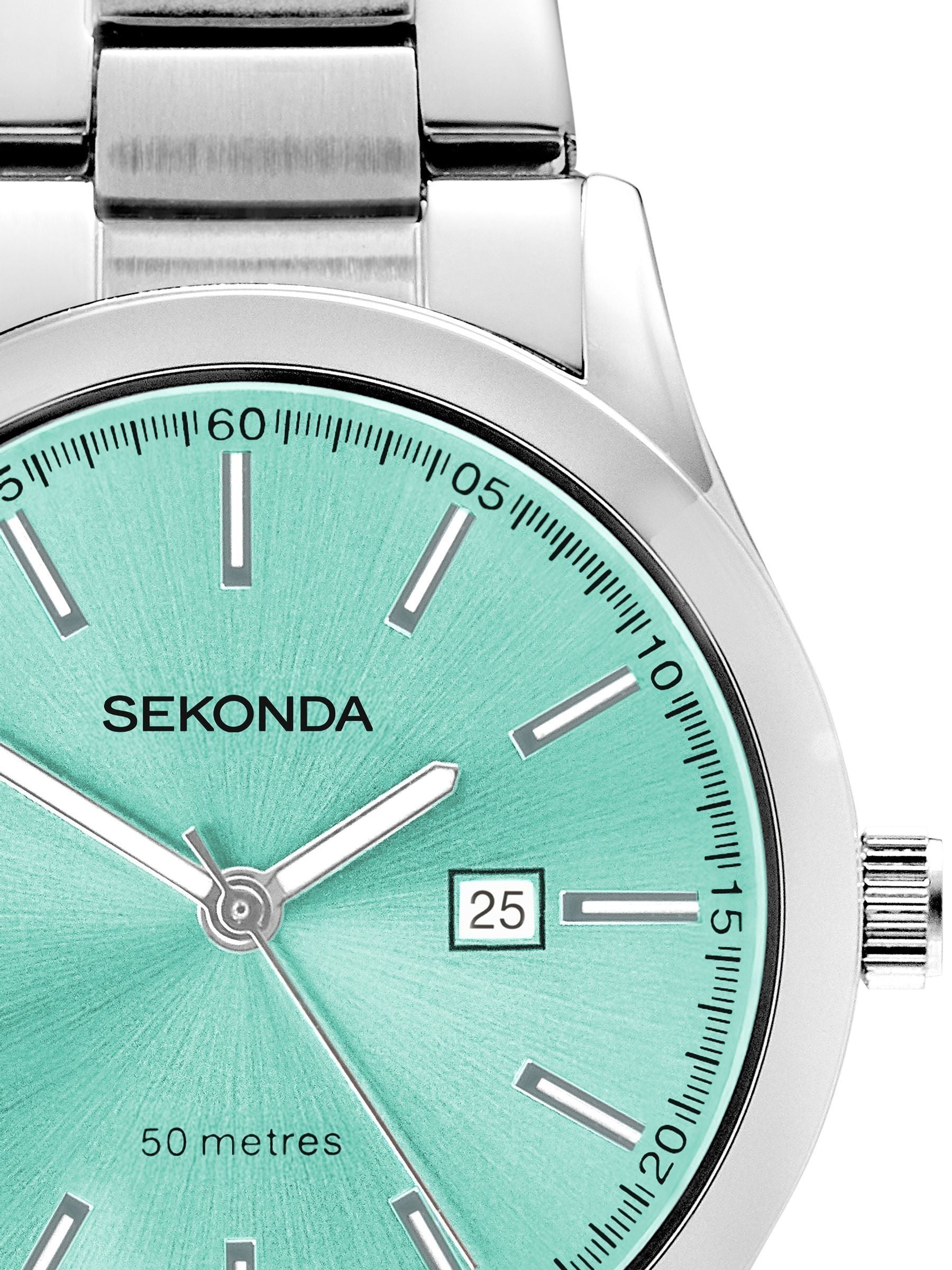 Sekonda Taylor 34mm watch teal dial silver bracelet (British brand)