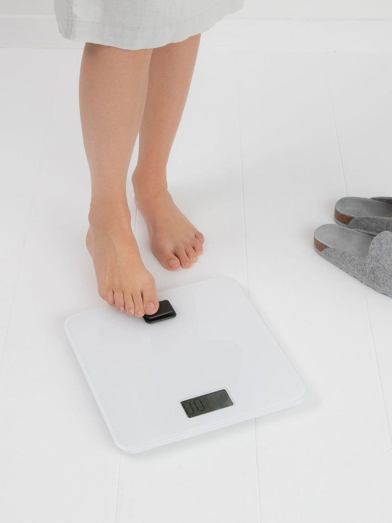 Brabantia white bathroom scale battery free (British brand)