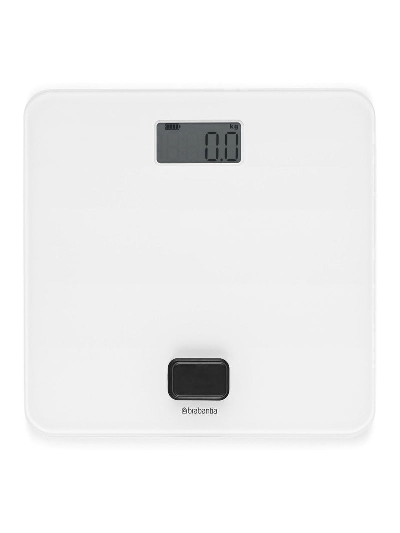 Brabantia white bathroom scale battery free (British brand)