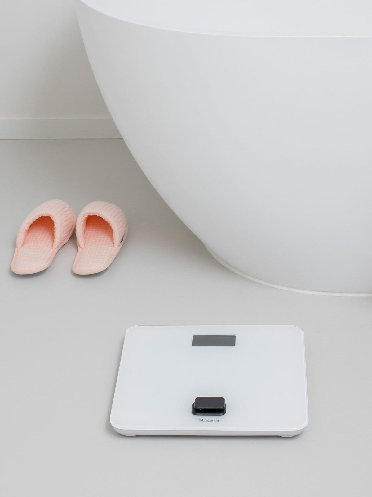 Brabantia white bathroom scale battery free (British brand)