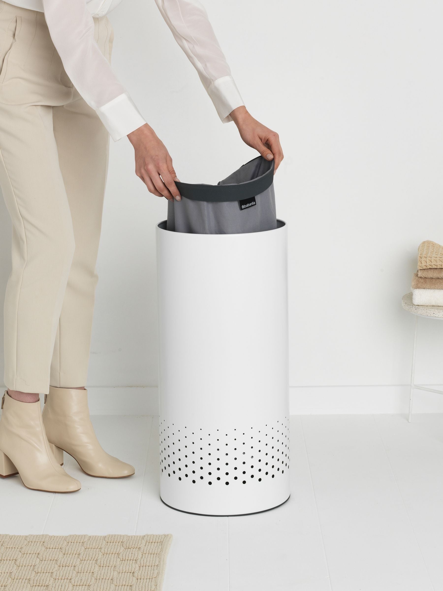 Brabantia white laundry bin 35L (British brand)
