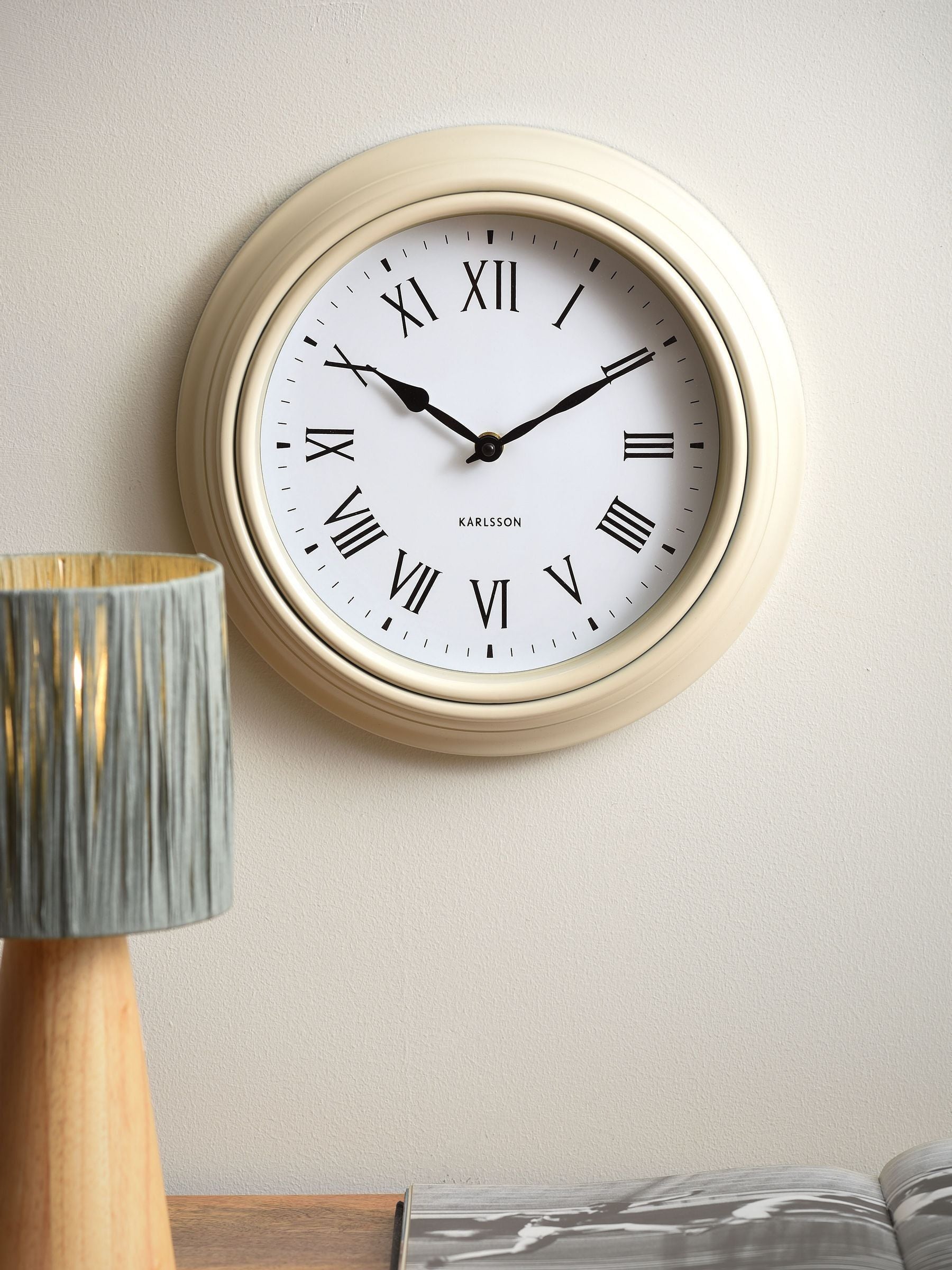 Present Time Jungle Green Traditional Roman Numbers Wall Clock 30cm