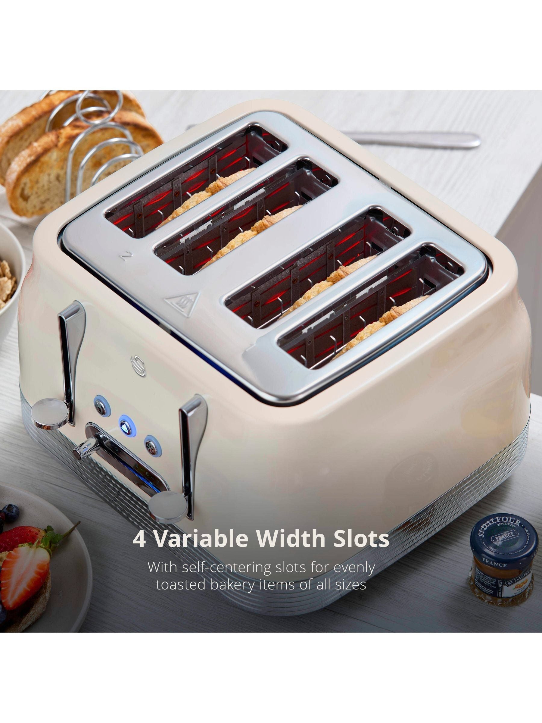 Swan Cream Retro 4 Slice Toaster - British product
