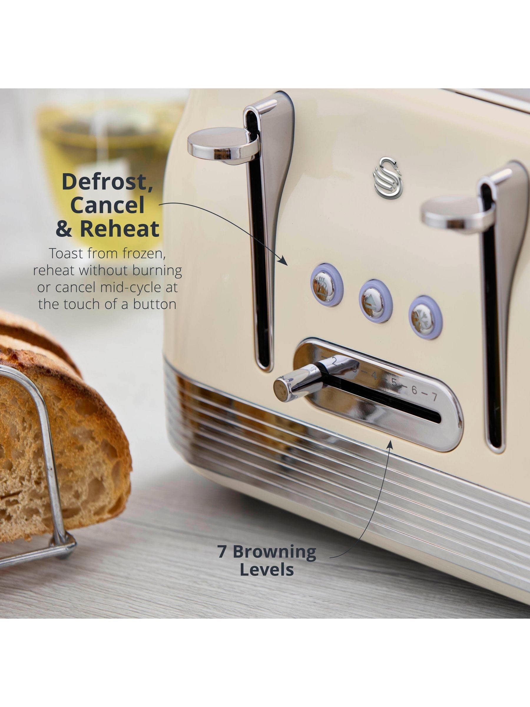 Swan Cream Retro 4 Slice Toaster - British product