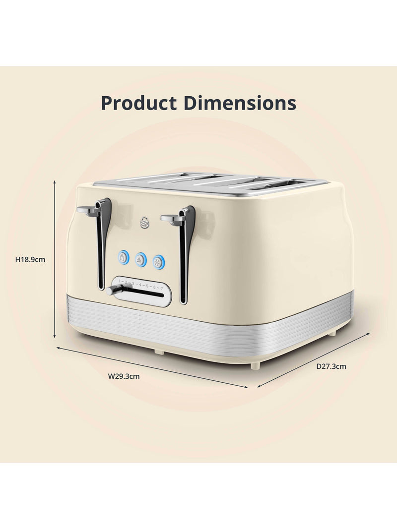 Swan Cream Retro 4 Slice Toaster - British product