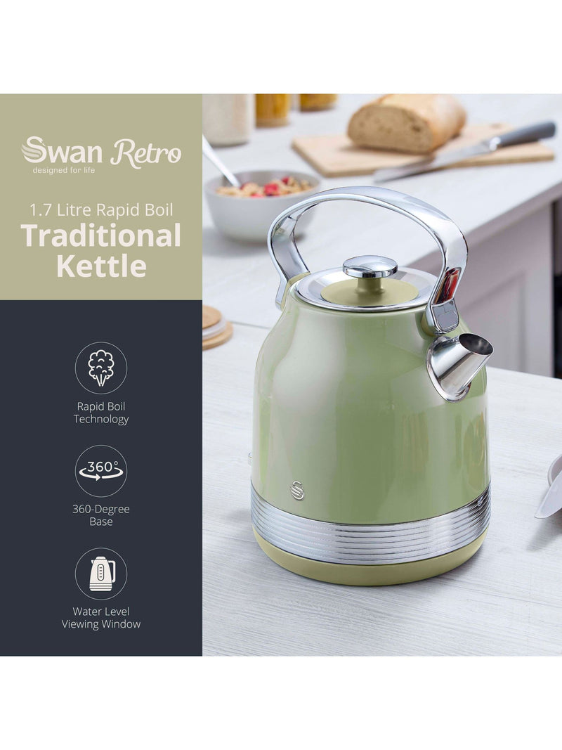 Swan Green Retro Traditional electric kettle 1.7L (British brand)