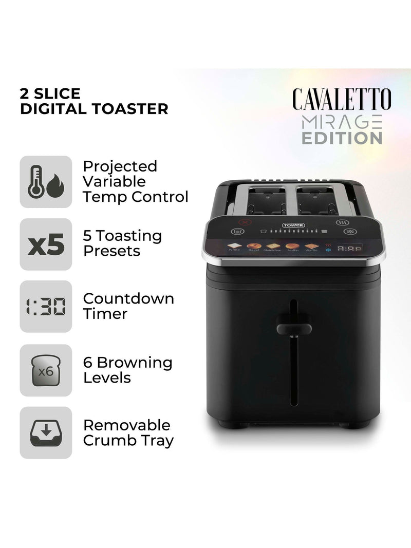 Tower Mirage 2 slice toaster black 925W (British brand)