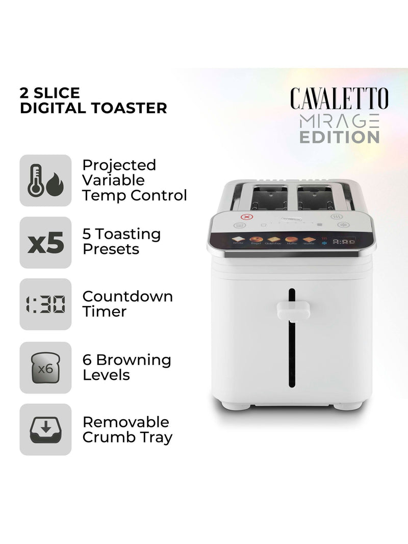 Tower 2 Slice Digital Toaster White, UK version