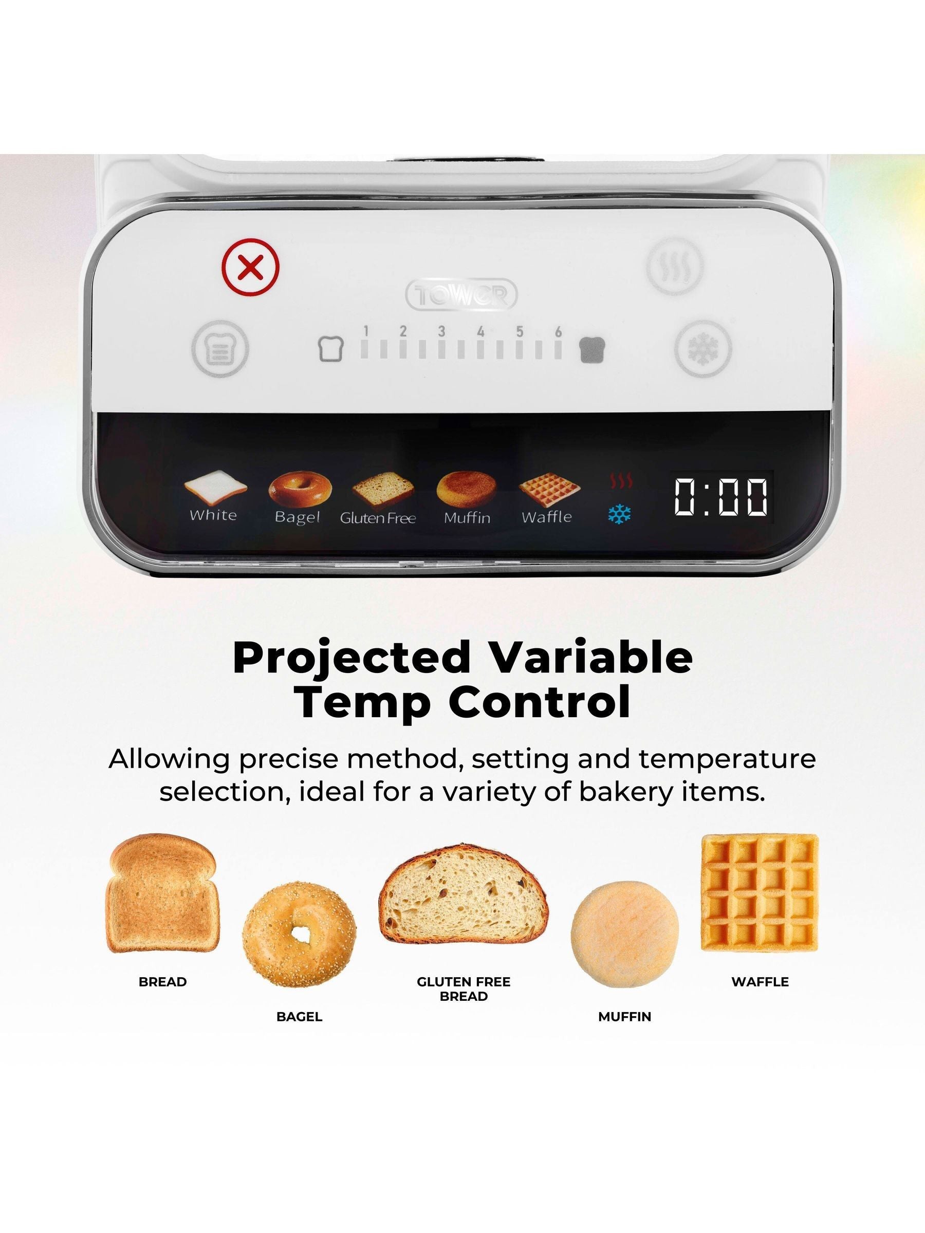 Tower 2 Slice Digital Toaster White, UK version