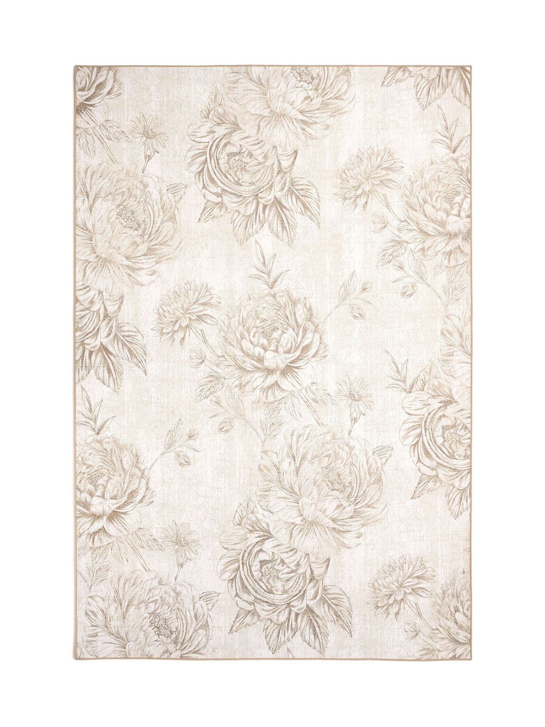 Hug Rug cream muted floral print rug - British product