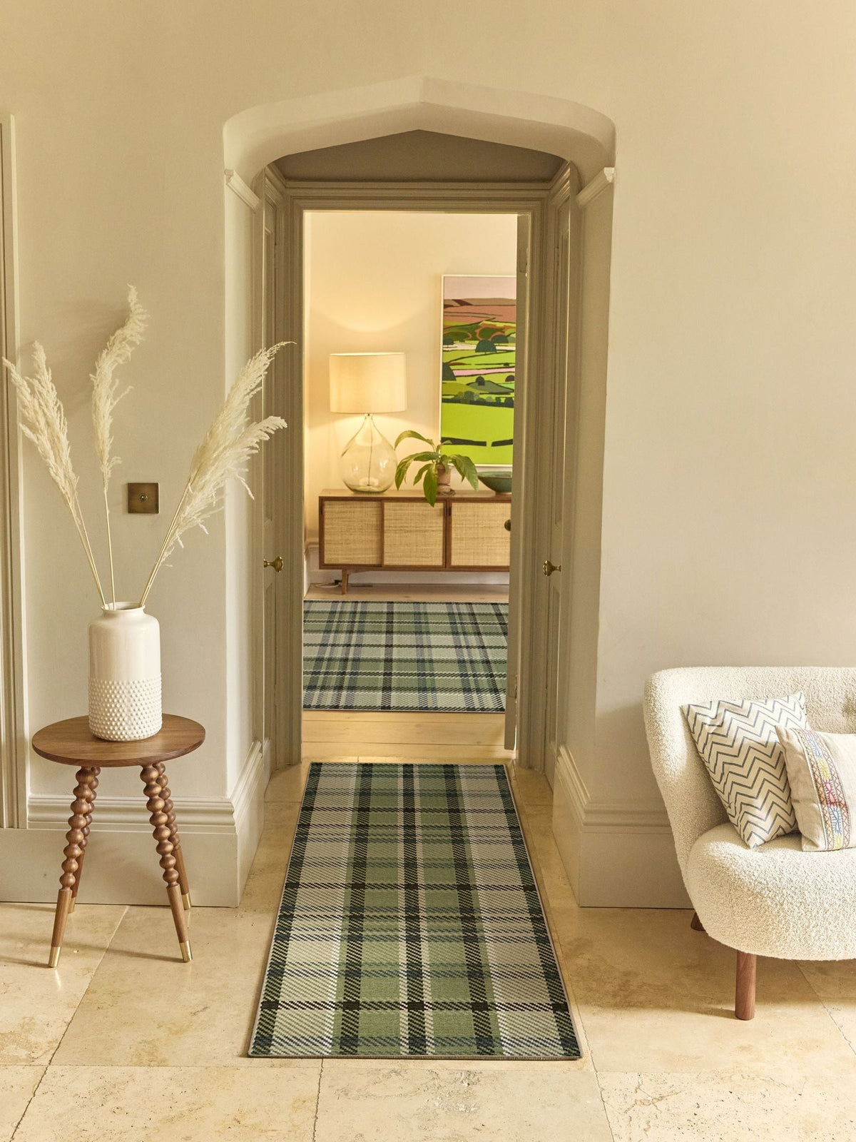 Hug Rug Green Isla Plaid Runner 75x220cm (British brand)