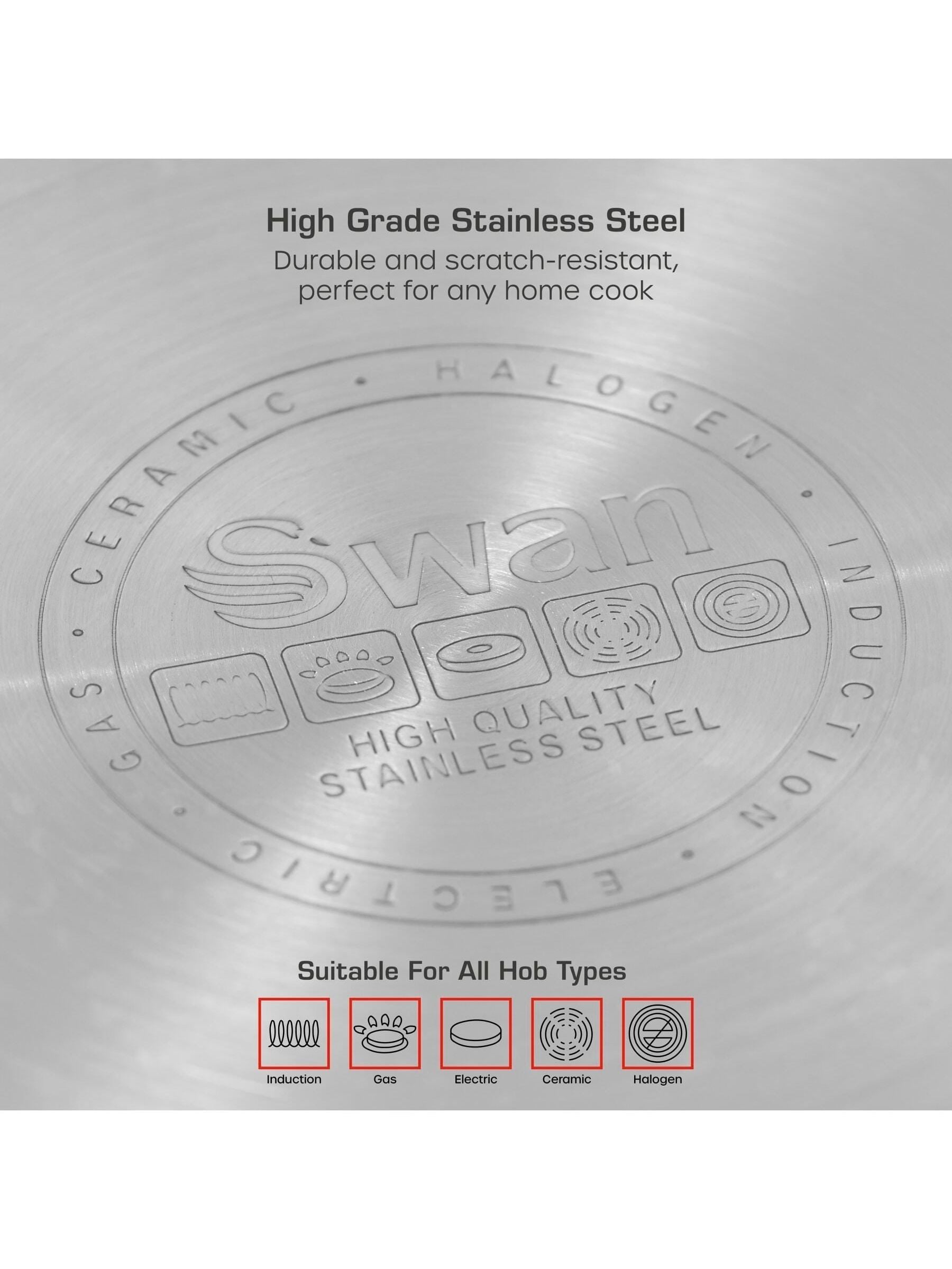 Swan 5 piece stainless steel cookware set (British brand)