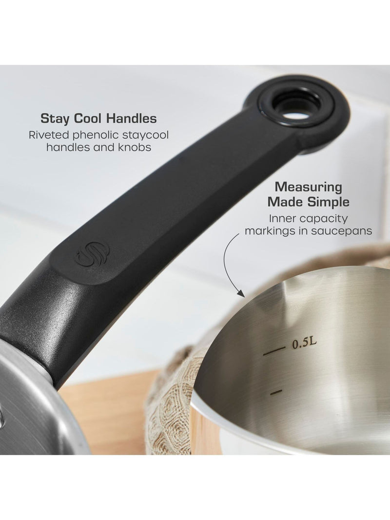 Swan 5 piece stainless steel cookware set (British brand)