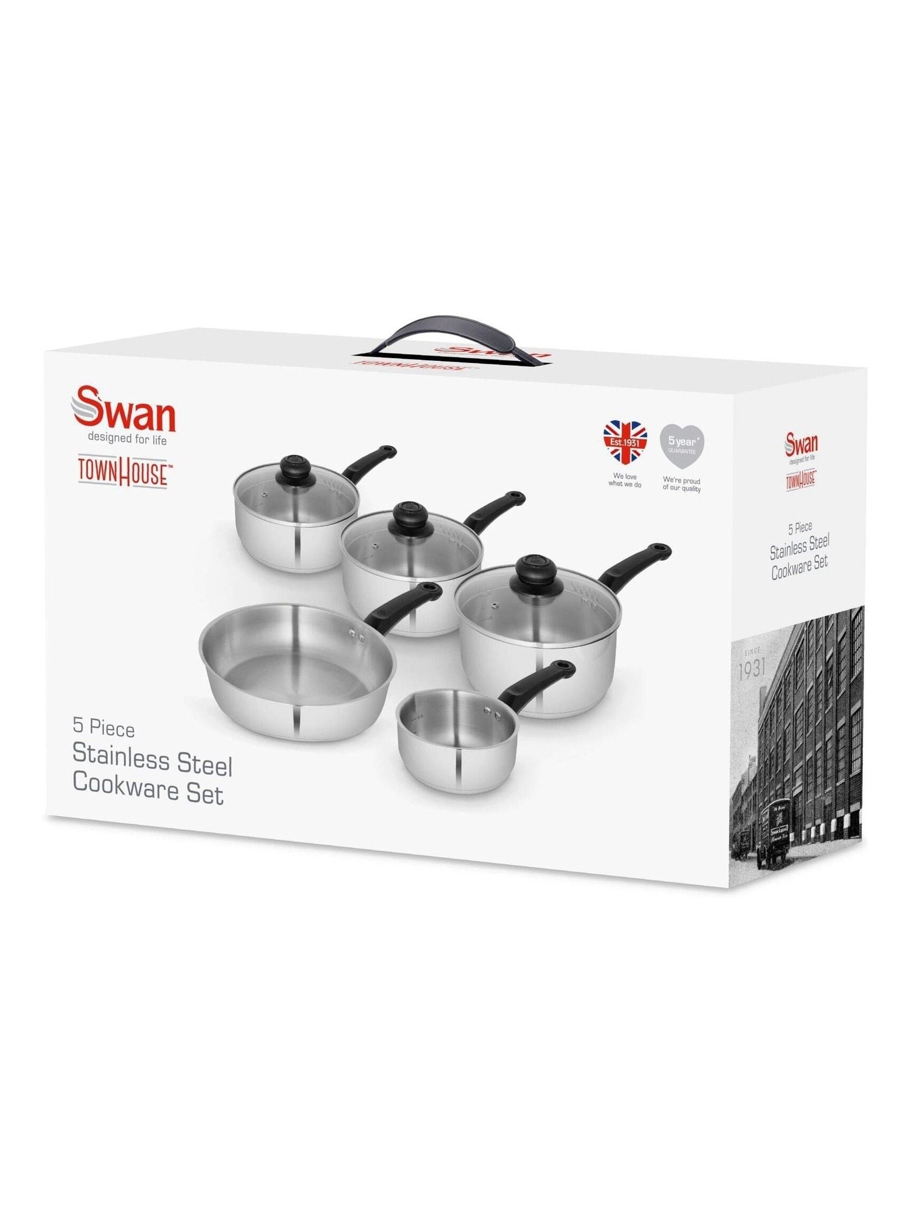 Swan 5 piece stainless steel cookware set (British brand)