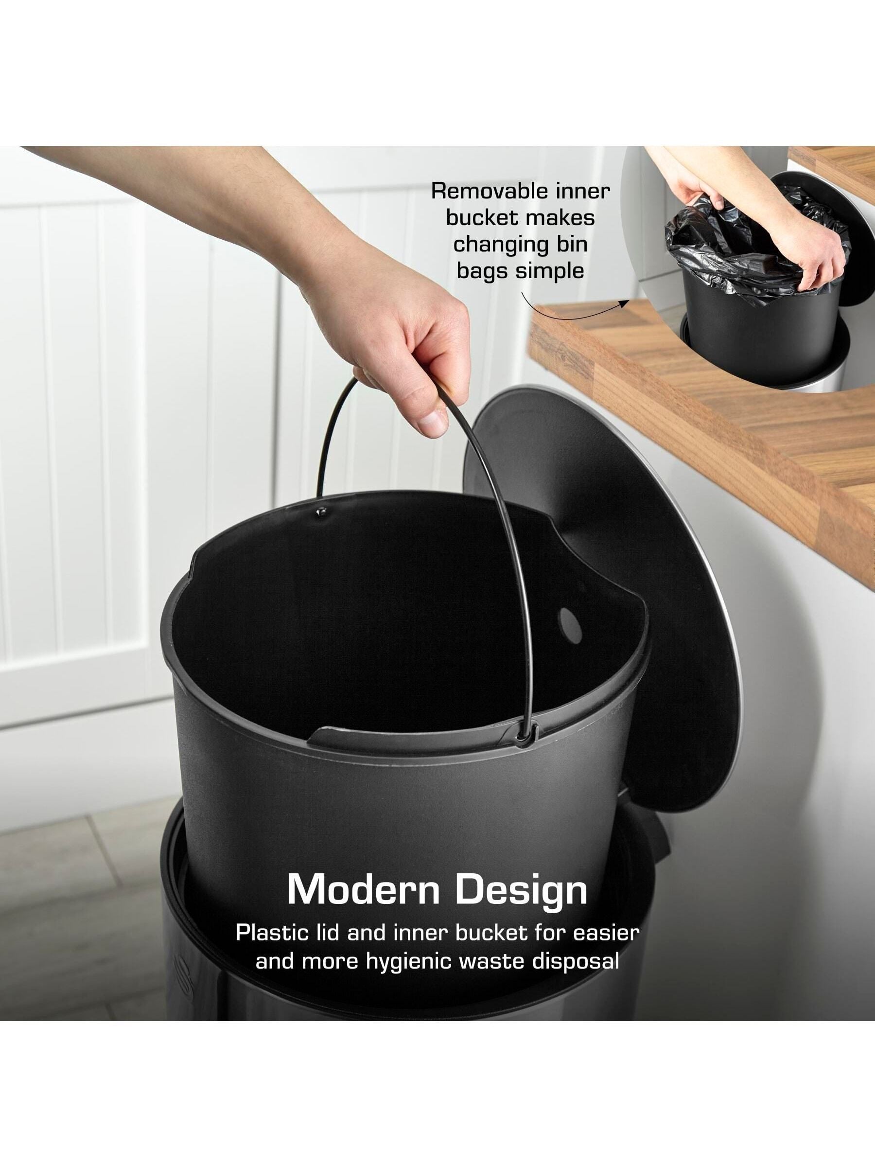 Swan Stainless Steel Round Pedal Bin 30L (British brand)
