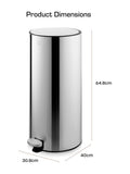 Swan Stainless Steel Round Pedal Bin 30L (British brand)
