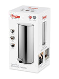 Swan Stainless Steel Round Pedal Bin 30L (British brand)
