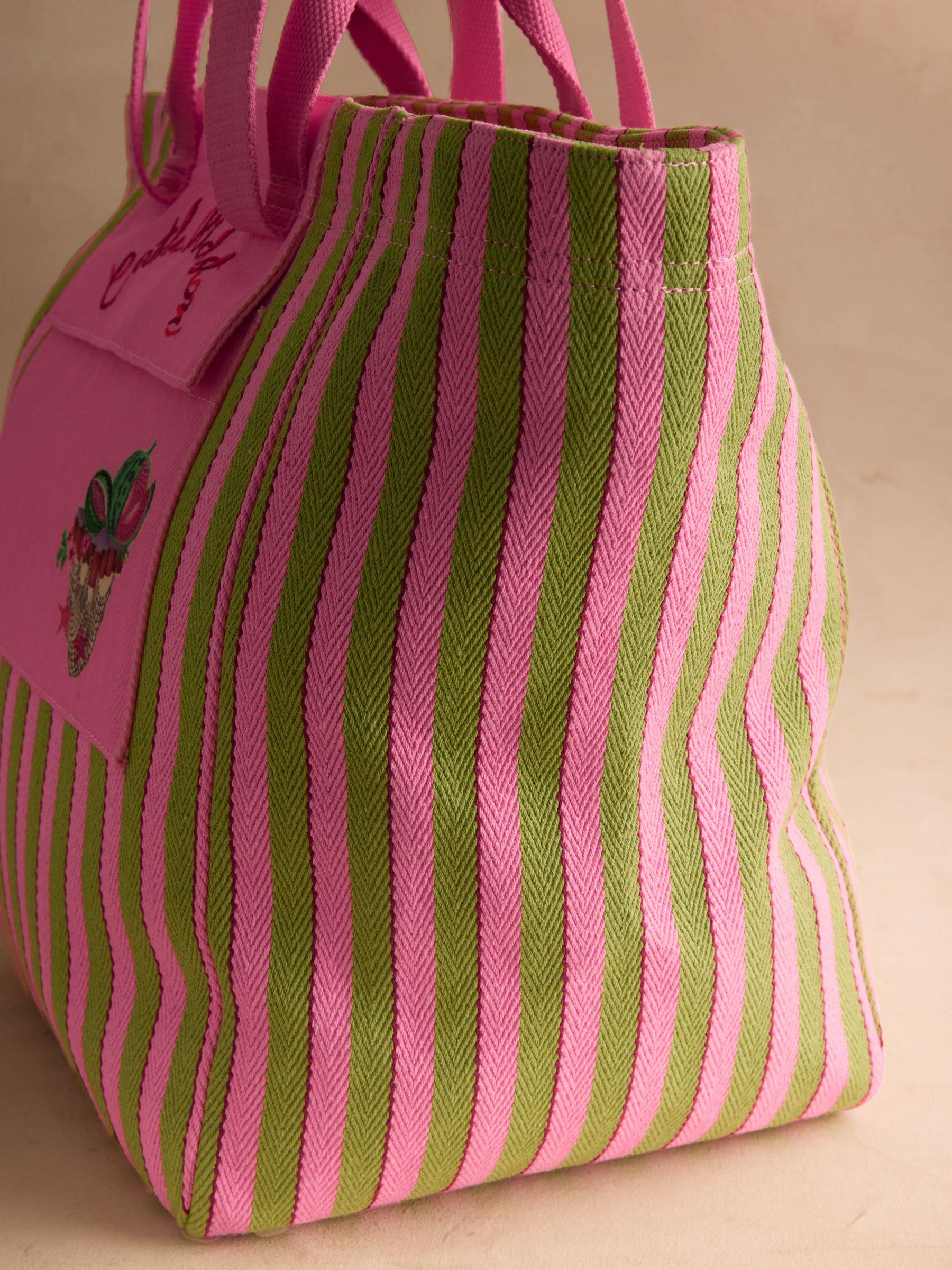 Cath Kidston green stripe large market tote bag, British brand