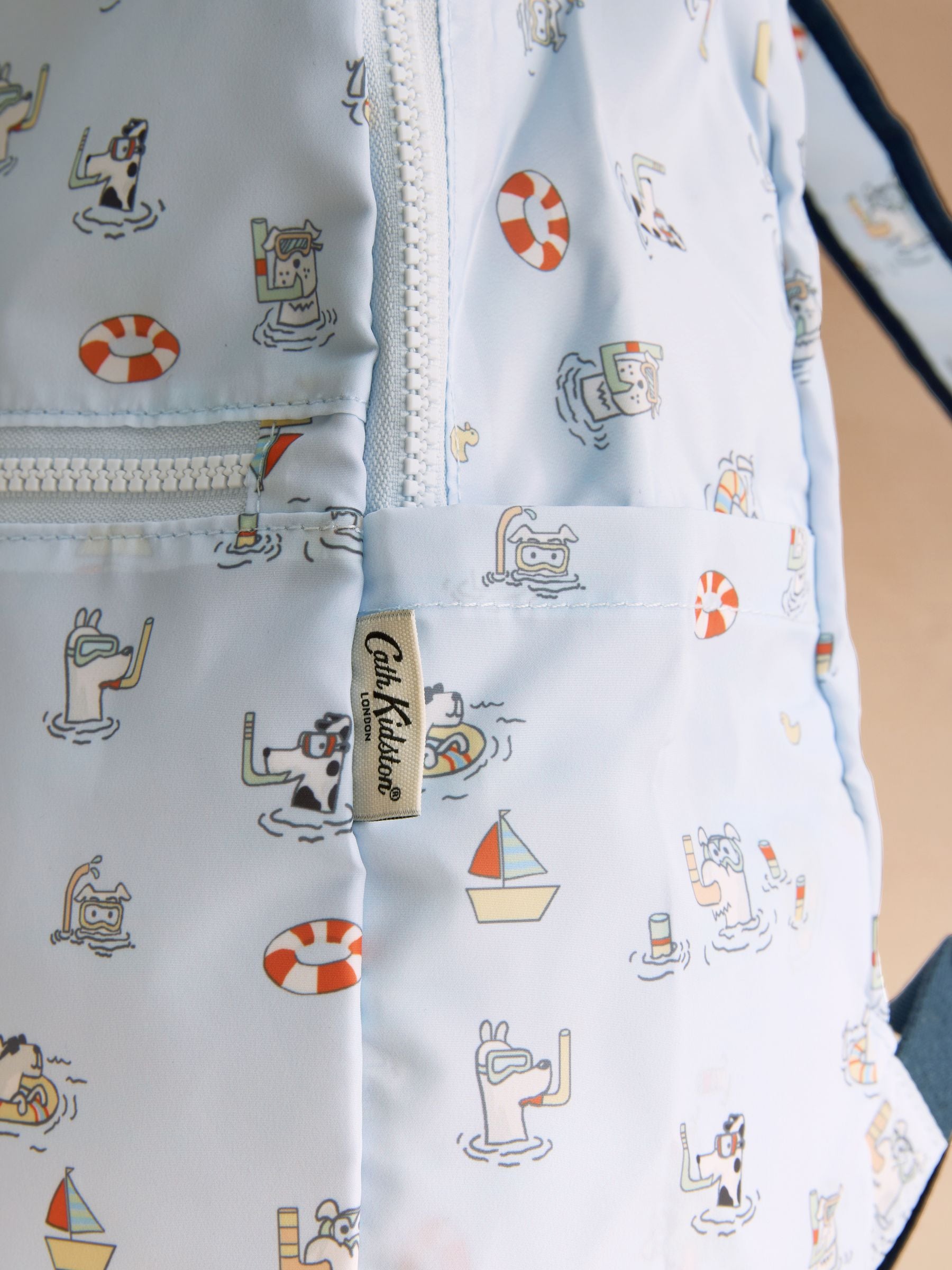Cath Kidston blue dog print foldaway backpack, UK version