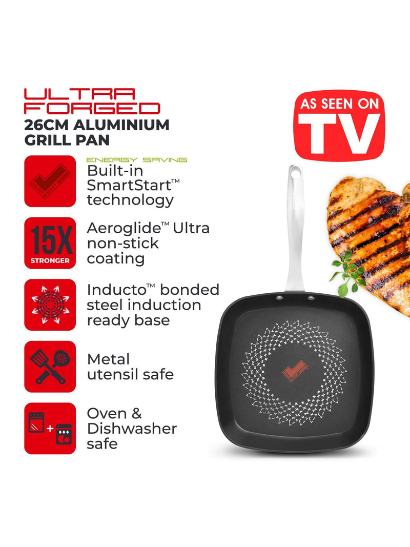 Tower black Smart Start Ultra Forged 26cm grill pan (British brand)