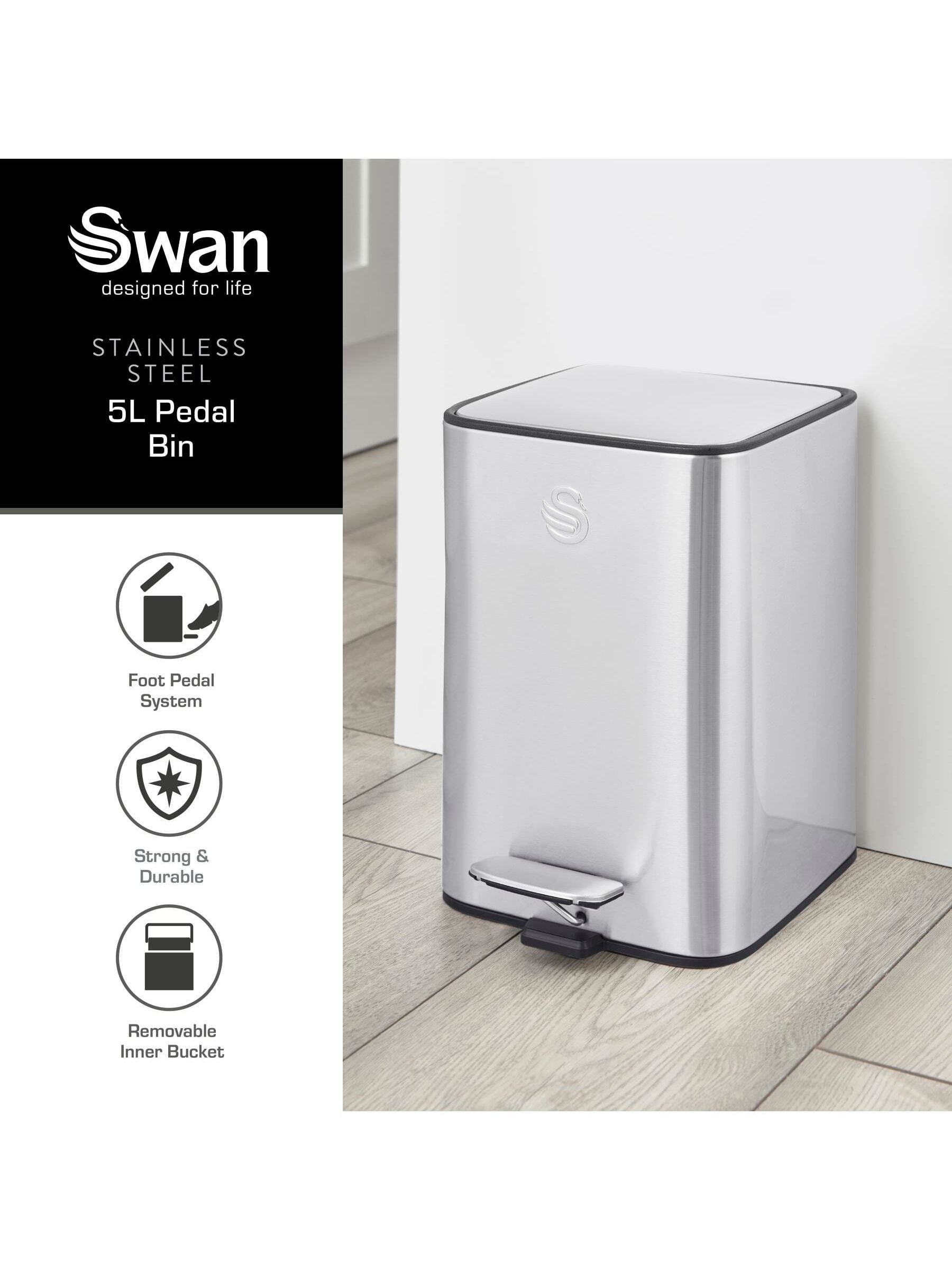 Swan stainless steel compact pedal bin 5L (British brand)