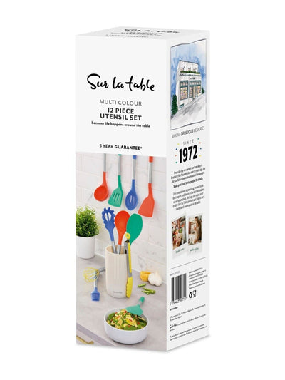 Sur La Table Colour Me Happy 12-teiliges Utensilien-Set mit Küchenaufbewahrungshalter