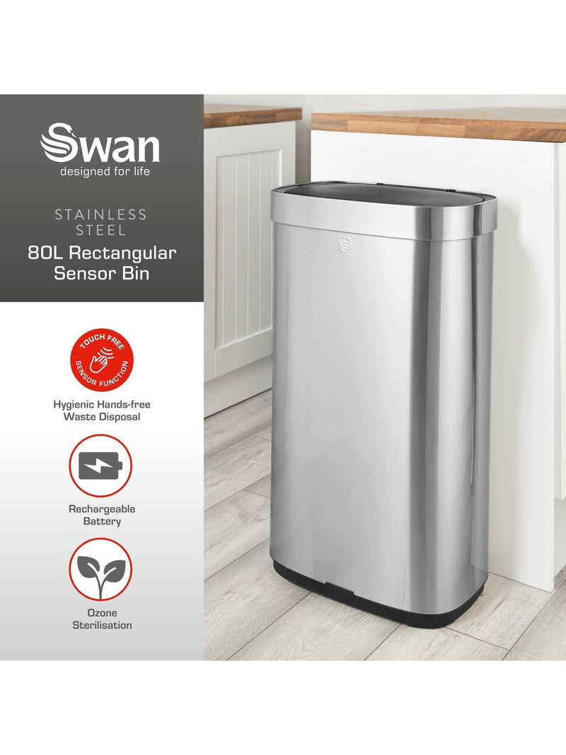 Swan kitchen sensor bin 80L (British brand)