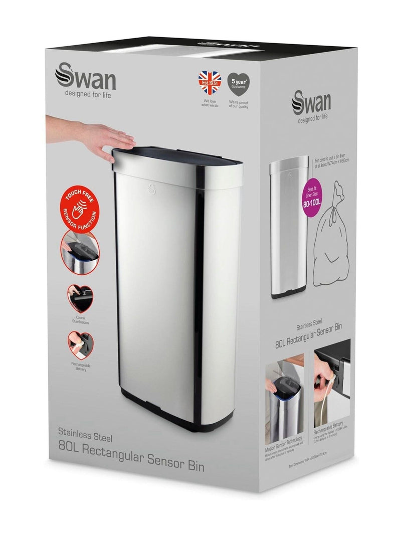 Swan kitchen sensor bin 80L (British brand)