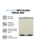 Tower Cream 40L Pedal Bin 2 x 20L