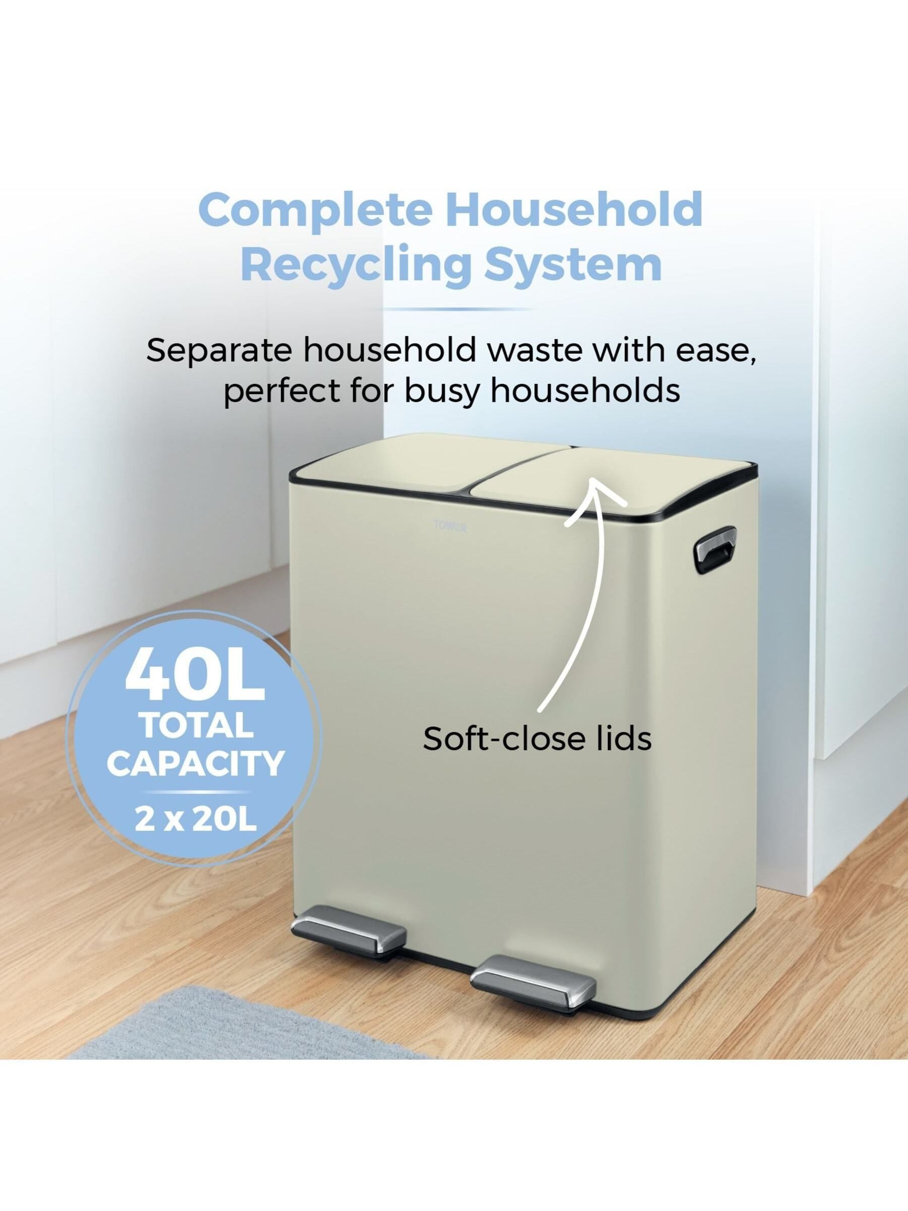 Tower Cream 40L Pedal Bin 2 x 20L