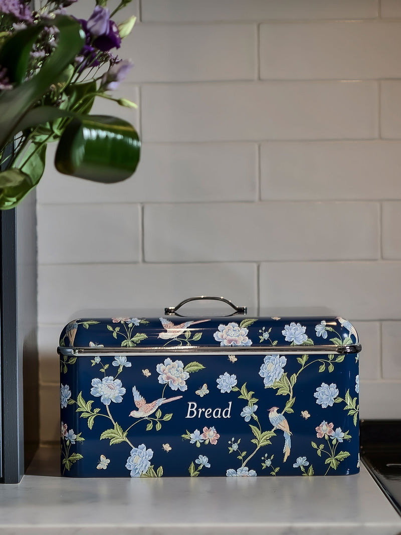 Laura Ashley Elveden Navy bread bin, imported from the UK