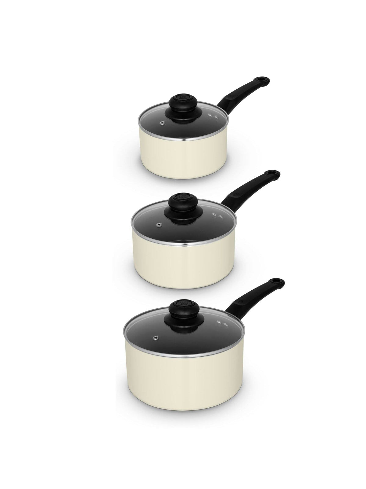 Swan Townhouse Cream saucepan set 3 piece 16cm 18cm 20cm (British brand)
