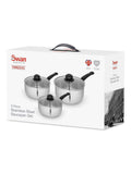 Swan Townhouse stainless steel saucepan set 3 piece (British brand)