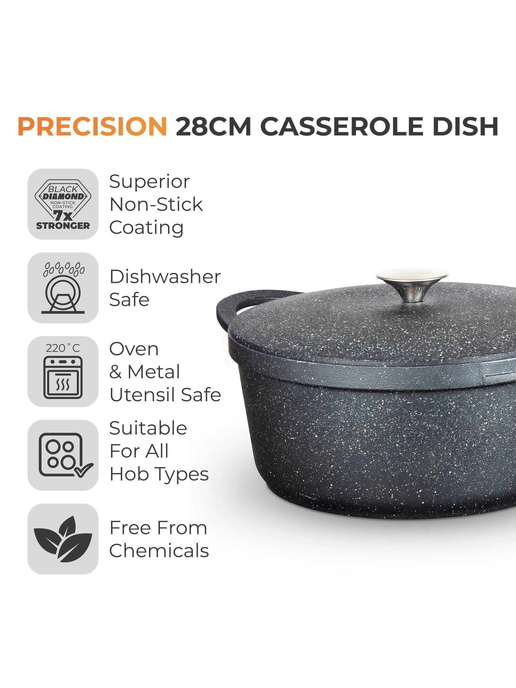 Tower Black 28cm Casserole Dish with Aluminium Lid