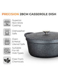 Tower Black 28cm Casserole Dish with Aluminium Lid