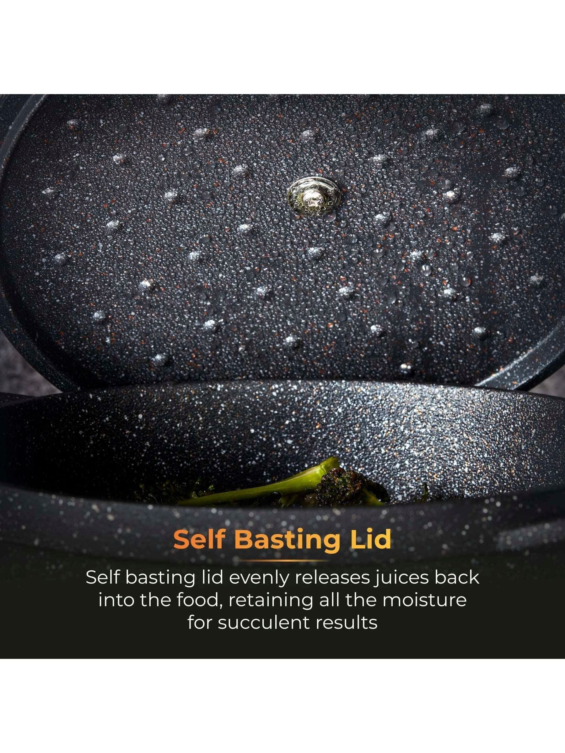 Tower Black 28cm Casserole Dish with Aluminium Lid