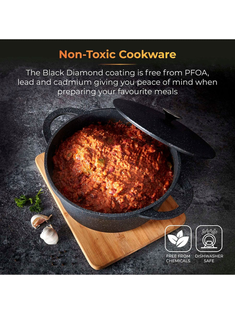 Tower Black 28cm Casserole Dish with Aluminium Lid