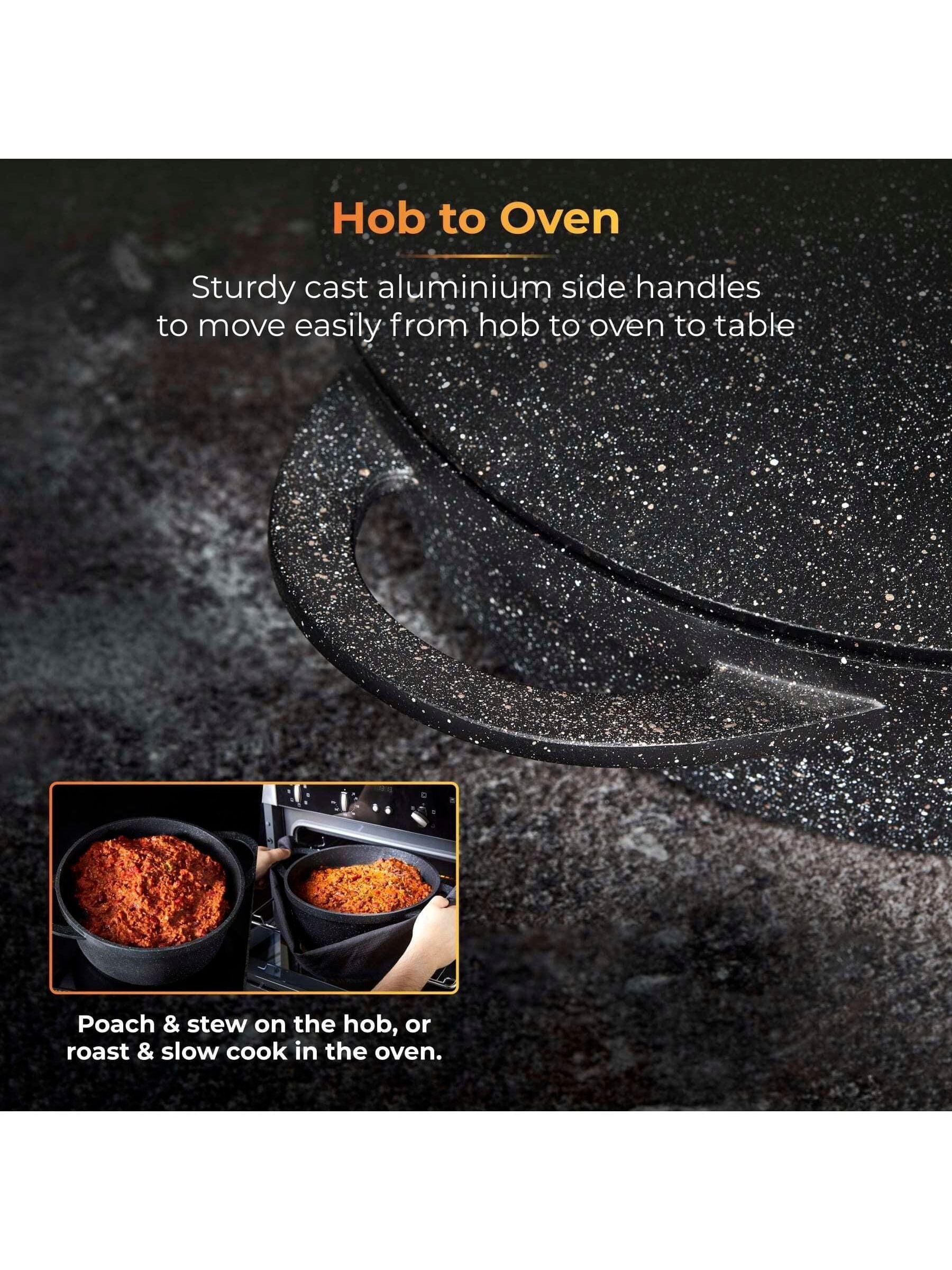 Tower Black 28cm Casserole Dish with Aluminium Lid
