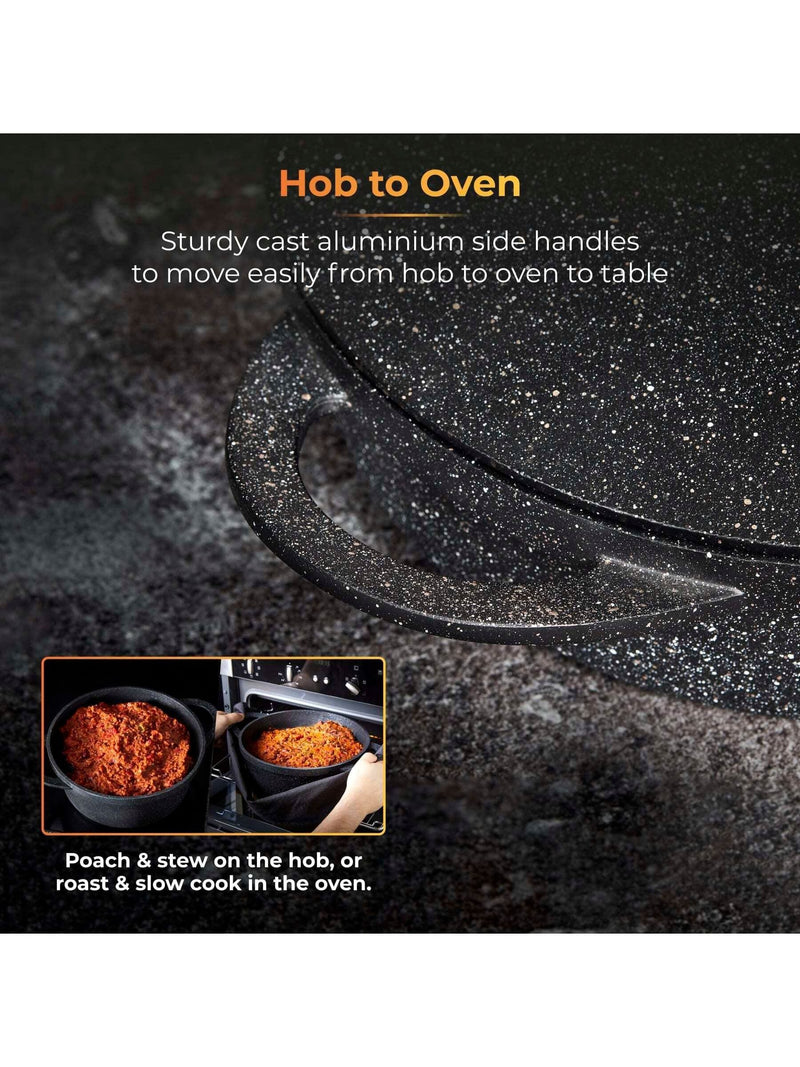 Tower Black 28cm Casserole Dish with Aluminium Lid