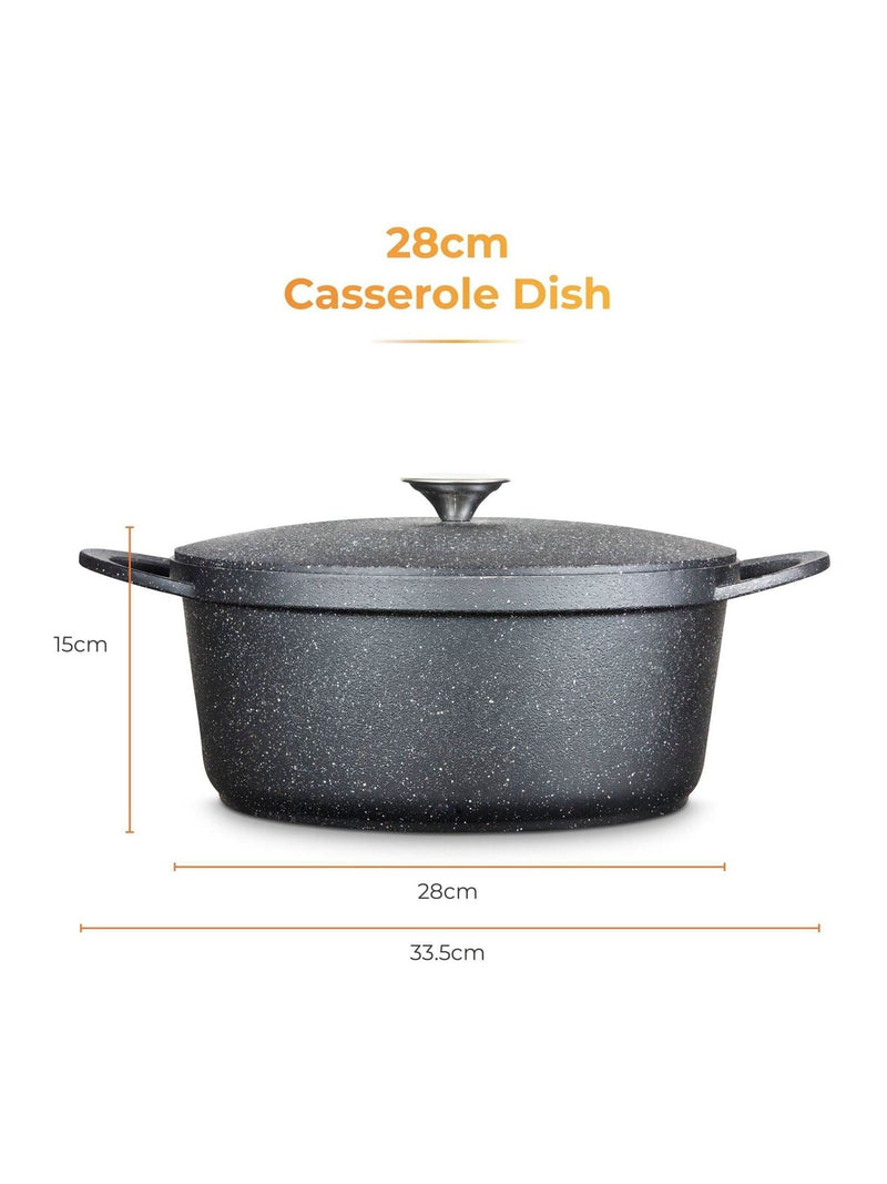 Tower Black 28cm Casserole Dish with Aluminium Lid