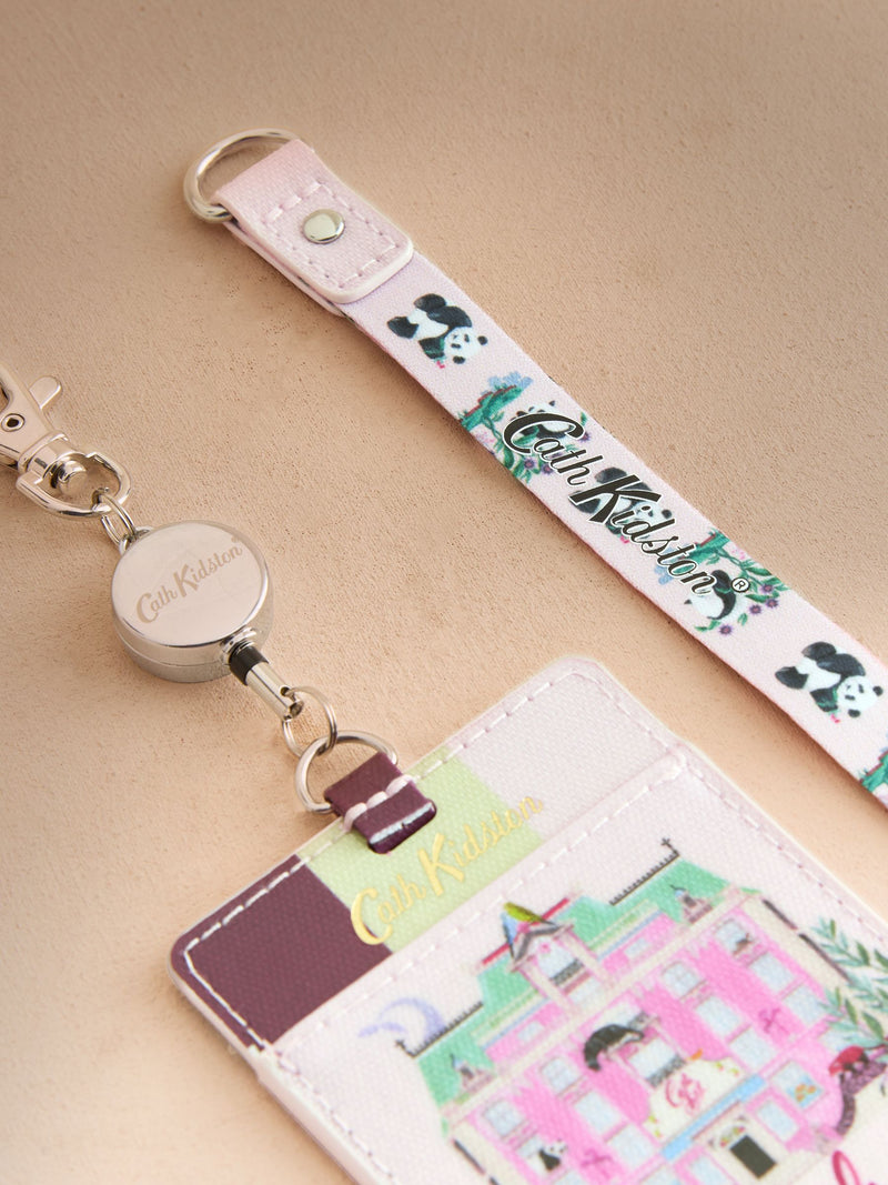 Cath Kidston pink hotel print retractable lanyard (British brand)